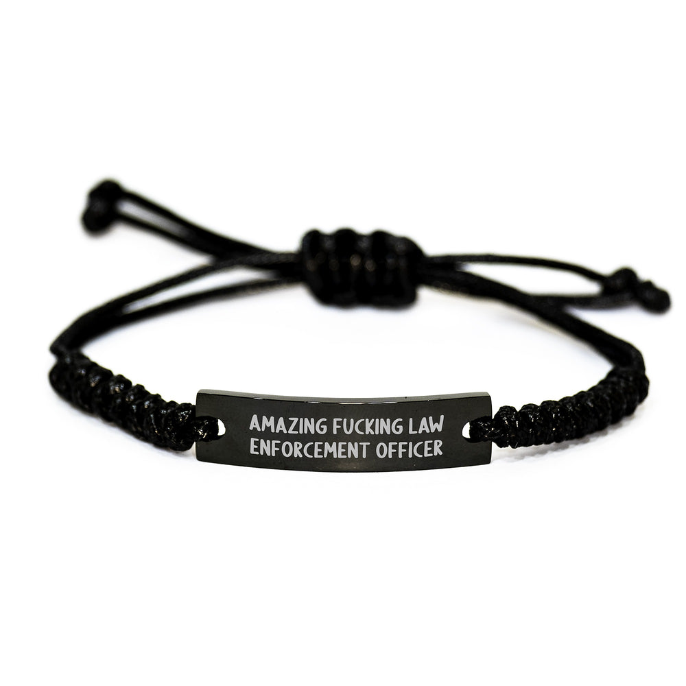 Gifts from Friends for Law Enforcement Officer, Funny Rope Bracelet, Birthday Unique Gifts, Amazing Law Enforcement Officer Quote, Adjustable Rope Charm for Men and Women - Image 1