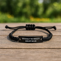 Load image into Gallery viewer, Sailor Gifts from Friends, Birthday Unique Presents for Him, Rope Bracelet with Funny Quote &#39;Officially The World&#39;s Coolest Sailor&#39; - Image 2
