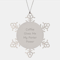 Load image into Gallery viewer, Funny Coffee Lover Gifts for Porter Men - Snowflake Ornament, Premium Stainless Steel, 3.14 inches, Christmas Unique Gifts from Friends - Image 1
