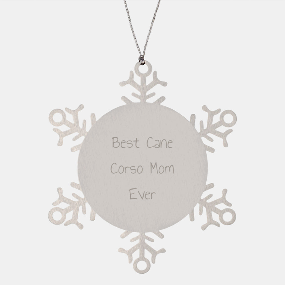 Funny Cane Corso Dog Gifts for Best Mom Ever, Snowflake Ornament for Christmas - Image 1