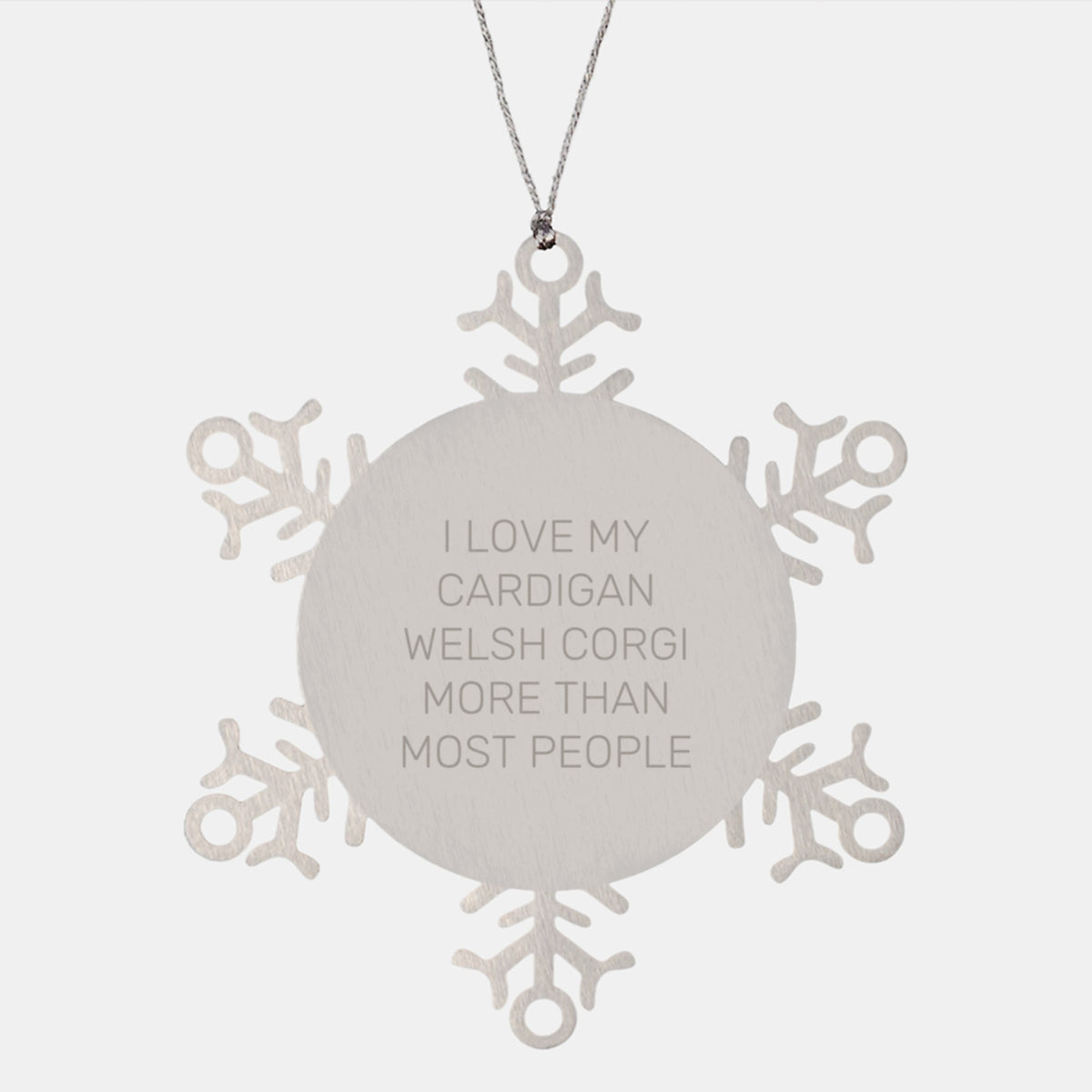 Funny Cardigan Welsh Corgi Dog Snowflake Ornament Gifts from Friends for Christmas - I Love My Cardigan Welsh Corgi More Than Most People - Image 1