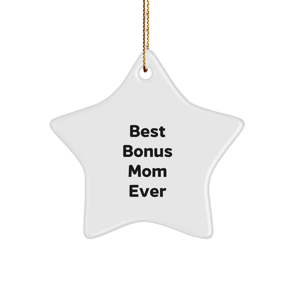 Best Bonus Mom Ever Gifts from Family - Star Ornament, White Color, 3.25" Tall, Perfect for Christmas - Image 1