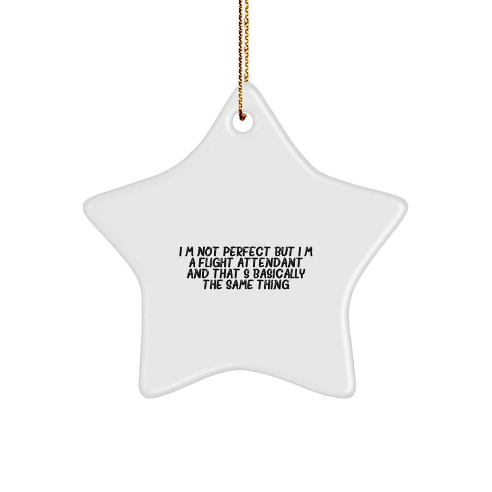 Flight Attendant Gifts from Friends - 'I'm Not Perfect' Star Ornament, Christmas Unique Presents - Image 1