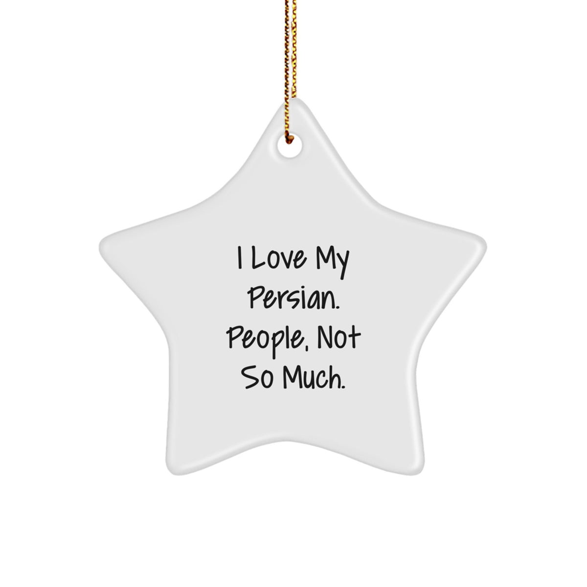 Funny Persians Gifts from Friends for Christmas Unique Star Ornament - I Love My Persian. People, Not So Much. - Image 1