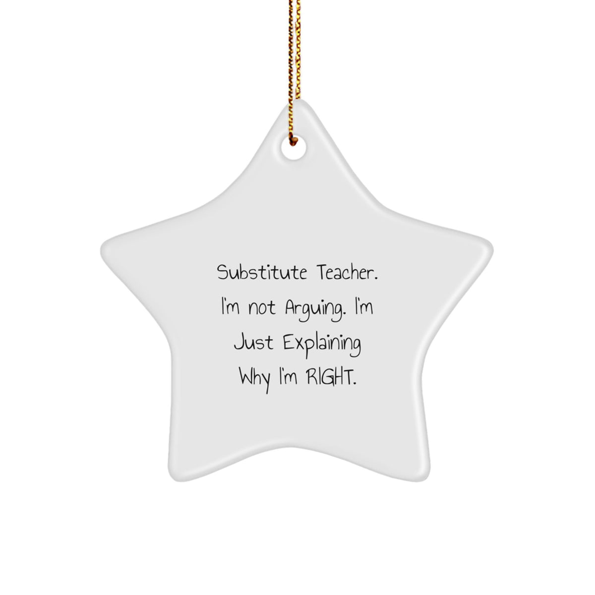 Funny Substitute Teacher Gifts for Her - 'I'm Not Arguing, I'm Just Explaining' Star Ornament for Christmas Unique Gifts from Friends - Image 1