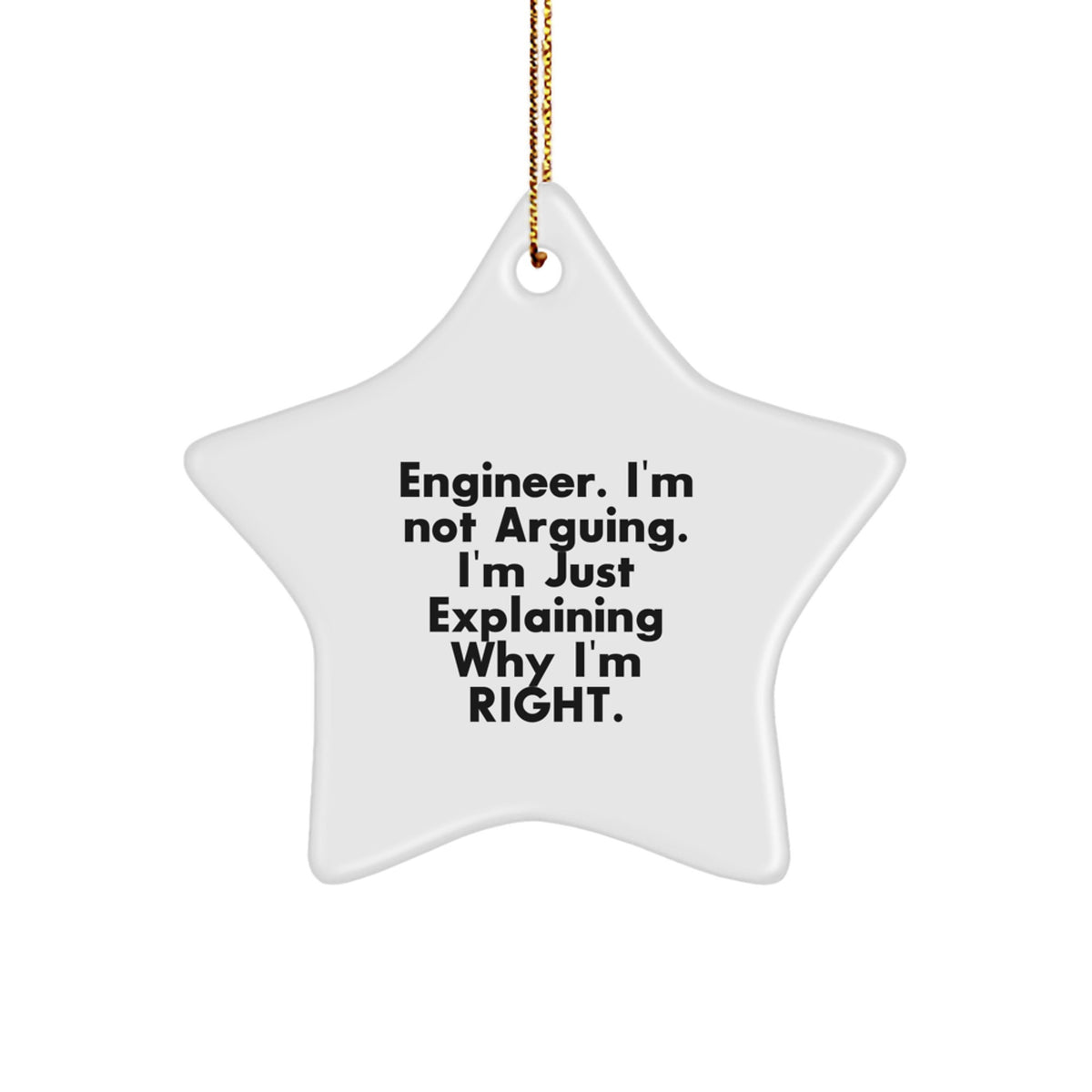 Funny Engineer Gifts, Star Ornament for Men, 'I'm Not Arguing, I'm Just Explaining Why I'm Right' Christmas Decor, Gifts from Friends - Image 1