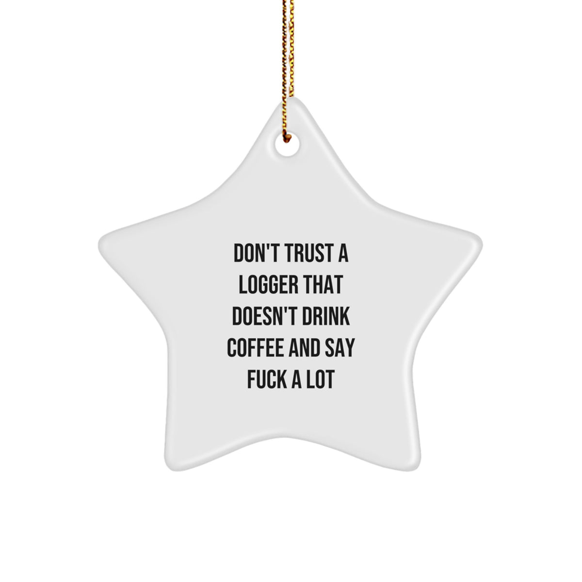 Funny Logger Gifts from Men, Christmas Unique Star Ornament Gifts for Logger, 'Don't Trust A Logger That Doesn't Drink Coffee And Say F--k A Lot' Inspirational Star Shaped Logger Wall Decor - Image 1