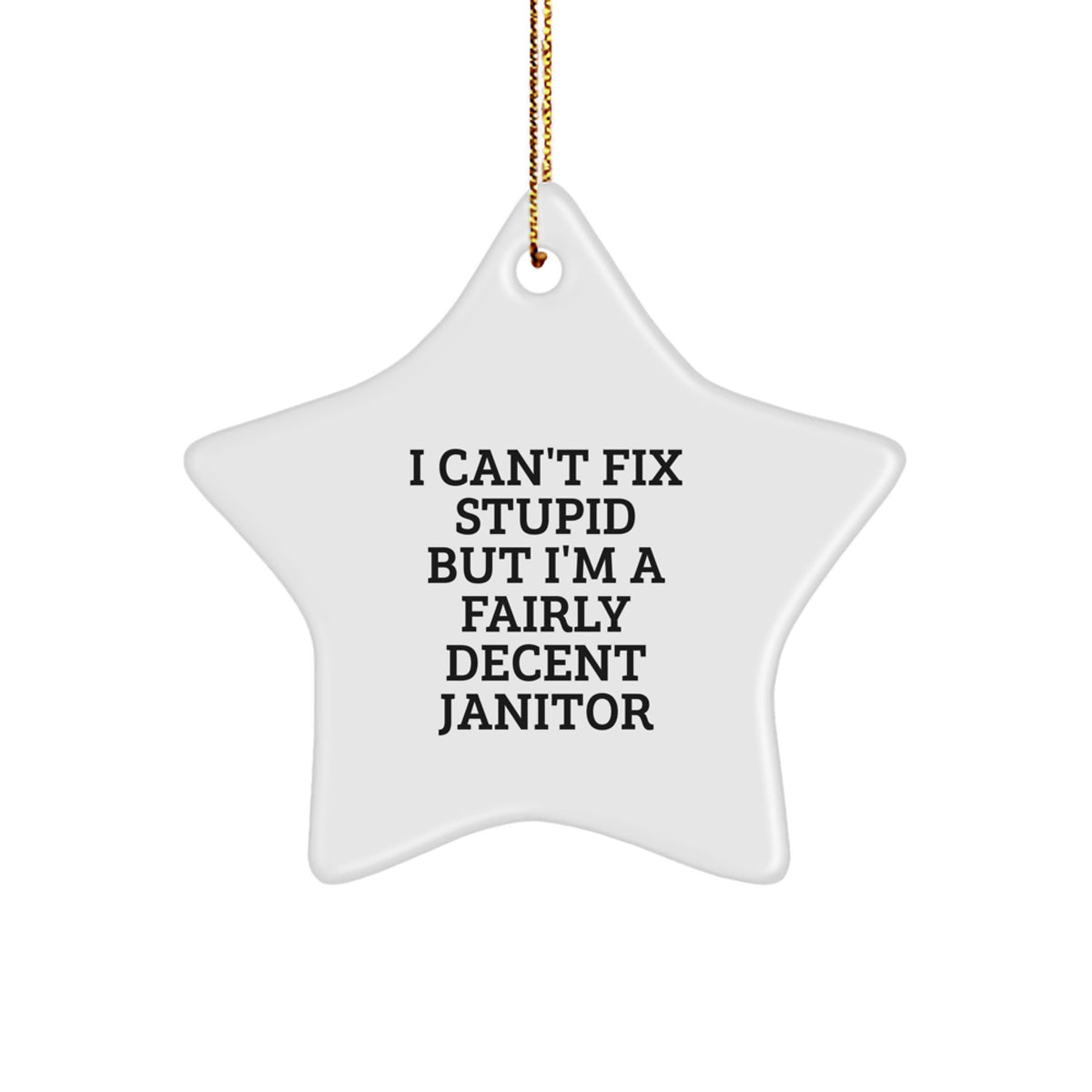 Funny Janitor Gifts from Friends for Christmas Star Ornament - I Can't Fix Stupid But I'm A Fairly Decent Janitor - Image 1