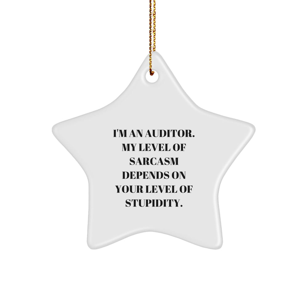 Funny Auditor Gifts Star Ornament, I'm An Auditor, My Level Of Sarcasm Depends On Your Level Of Stupidity., Gifts from Friends, Gifts for Auditor, Men, and Women, Christmas Unique Gifts - Image 1