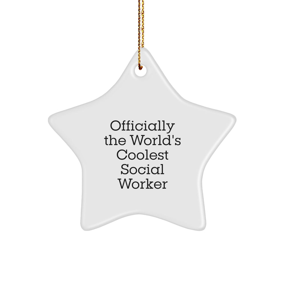 Gifts from Friends for the Officially World's Coolest Social Worker Star Ornament - Funny Quote Christmas Unique Decoration - Image 1