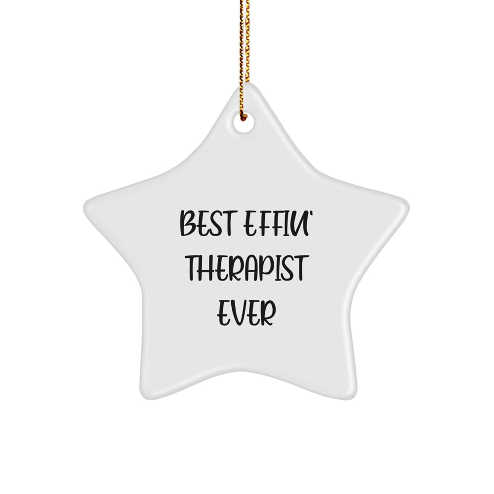 Funny Therapist Gifts from Family - Best Effin' Therapist Ever Star Ornament for Christmas - Image 1